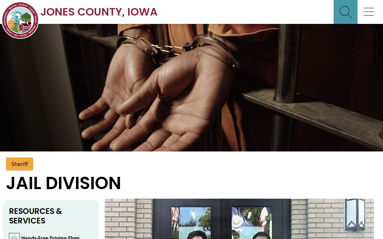 Official Jones County Jail contact page without an inmate roster